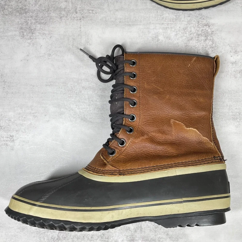 Sorel Boots Mens 13 Caribou Waterproof Snow Leather Lace‎ Up Winter Utility